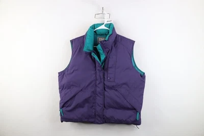Vintage 90s Cabelas Womens XL Distressed Duck Down Puffer Vest Jacket Purple - Image 1 of 4