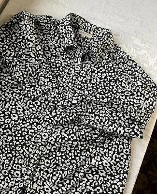 JONES NEW YORK BLACK & WHITE ANIMAL PRINT Button FRONT COTTON BLOUSE  Size 3XL - Image 1 of 4