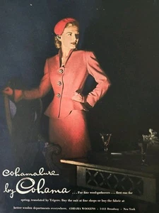 1943 Women's red Trigere Cohama fabric spring suit vintage fashion ad - Picture 1 of 1