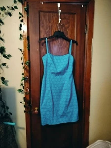 Vintage The Limited Stretch Aqua Dress Spandex Cotton Size 13 - Picture 1 of 10