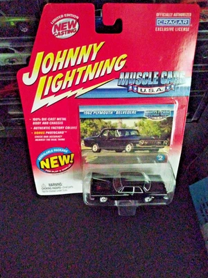 1962 Plymouth Belvedere 2003 Johnny Lightning Muscle Cars USA #2 Black - Image 1 of 3