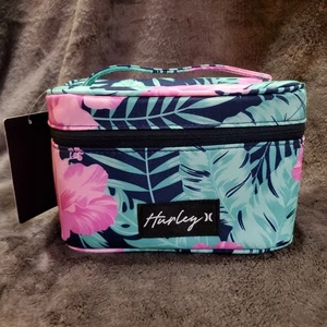 Hurley Travel Makeup Bag Tropical Floral Green, Pink, Blue New with Tags - Picture 1 of 8