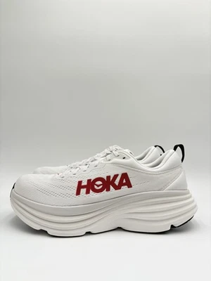 Hoka Men's Bondi 8 Running Multiple Sizes White/Red |1123202/WVR| - Image 1 of 4