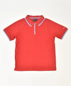 CHAMPION Mens Zip Neck Polo Shirt Medium Red Cotton Classic N010 - Picture 1 of 3