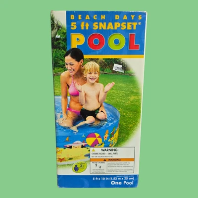 NEW! INTEX 5ft X 10in Beach Days Snapset Instant Kids Childrens Swimming Pool - Image 1 of 4