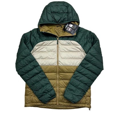 LL Bean Men's Beans Down Hooded Jacket 650 Fill Colorblock Size S Downtek NEW - Image 1 of 4