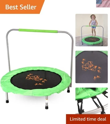 36-Inch Round Green Mini Hopper Trampoline with Padded Handlebar for Kids - Image 1 of 4