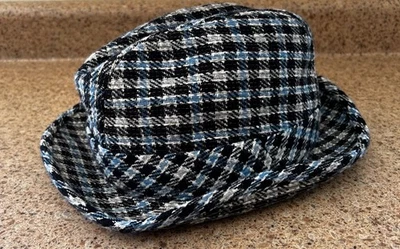 Sombrero Fedora Trilby de lana de ala corta vintage para hombre talla 7,5 a cuadros - años 50 Foto 1 de 4