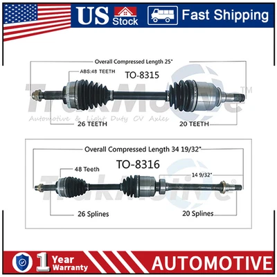 2x Eje trasero izquierdo trasero derecho CV para Toyota MR2 Spyder 2000 2001 2002 Foto 1 de 4