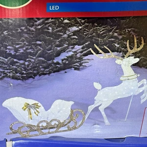 Winter Wonder Lane, Yard Deer & Sleigh Set, 165 LED Lights, 5'-0" NEW in Box - Picture 1 of 2