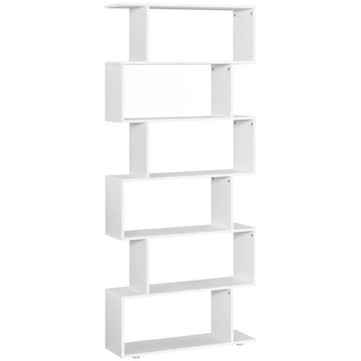 HOMCOM Libreria Moderna a Muro con 6 Ripiani in Legno 80x24x191cm Bianco - Immagine 1 di 4