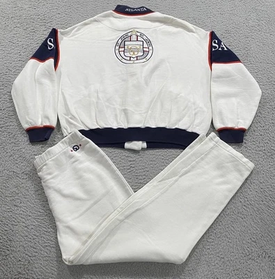 Chándal deportivo vintage St John para mujer mediano blanco EE. UU. Atlanta botones dorados años 90 - Imagen 1 de 4
