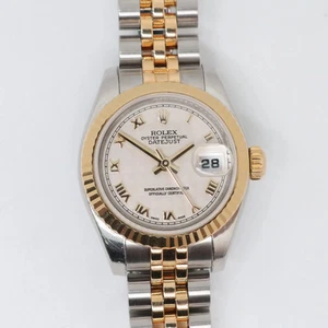 2007 Rolex 179173 Datejust 26mm Cream Roman Dial Steel 18K Yellow Gold Watch - Picture 1 of 14