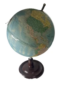 Used Vintage Replogle Metal Globe 8 in w/ Stand Good Condition Free Shipping. - Picture 1 of 9