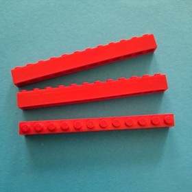 Lot of 3 LEGO Brick 1x12, 6112, Red