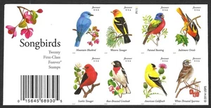 US 4891d SONGBIRDS IMPERFORATE BOOKLET OF 20 FROM PRESS SHEET MNH VF-XF - Picture 1 of 2