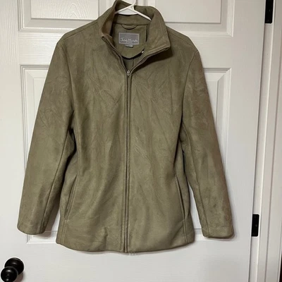 Juliet Michelle by Adler Faux Suede Zip Up Jacket Pale Sage Size M - Image 1 of 4