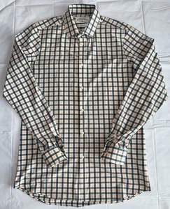 Mizzen Main Leeward Dress Shirt Mens XL Tall White Orange Plaid Trim Fit - Picture 1 of 5