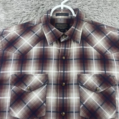 Pendleton Shirt Mens Medium Red Plaid Frontier Western Pearl Snap Long Sleeve - Image 1 of 4