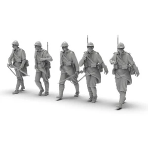 1/72 Wwii French 5Pcs Soldier White Molded Ornament Mini Model 3D Printed  - Bild 1 von 3