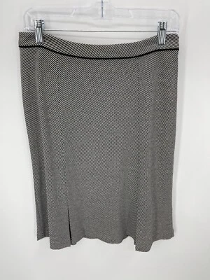 Falda Ann Taylor para mujer 6 negra a rayas diagonales elástica hasta la rodilla Foto 1 de 4