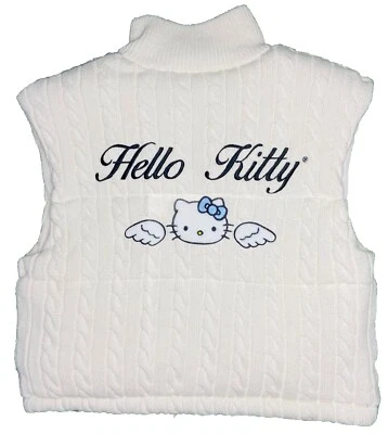 Chaleco Hello Kitty & Friends x Forever 21 para mujer alas de ángel marfil cremallera completa; L Foto 1 de 4