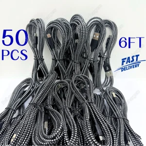 50X Lot Micro USB Fast Charger Charging Adapter Cable For Samsung Google Android - Picture 1 of 8