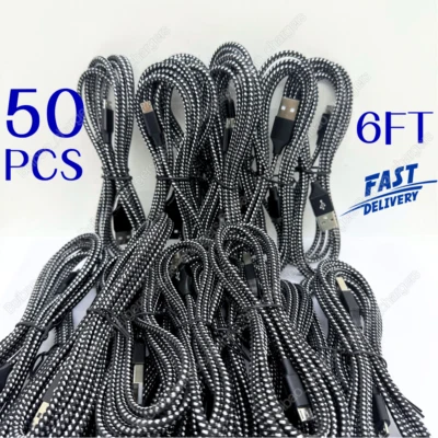 Lote de 50 cables adaptadores de carga rápida micro USB para Samsung Google Android Foto 1 de 4