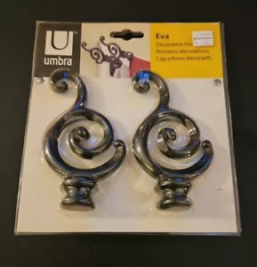 Umbra Eva Decorative Finials Black Curtain Rod Endcap - Picture 1 of 2