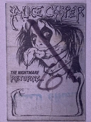Pase De Entrada Vintage Original De Alice Cooper The Nightmare Returns Tour 1986 - Imagen 1 de 4