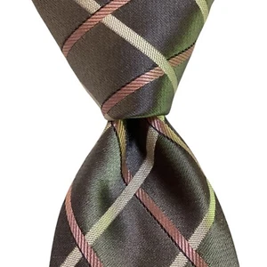 DONALD TRUMP President Signature Collection Silk Necktie Plaid Gray/Pink GUC - Picture 1 of 3