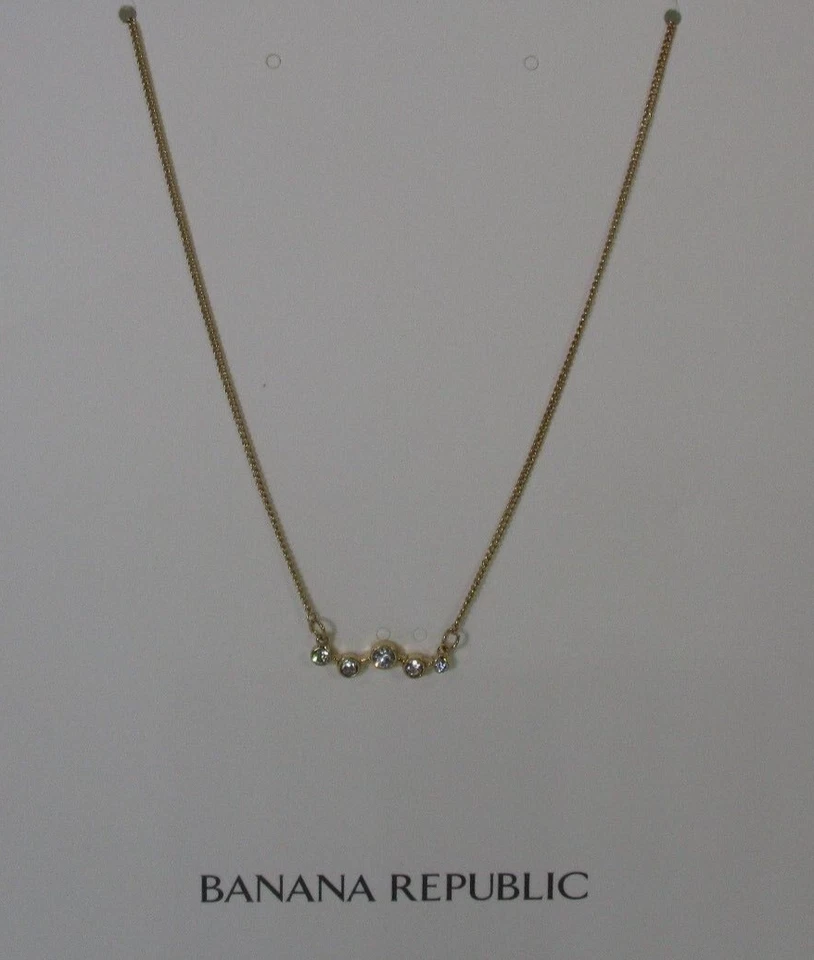 Banana Republic Pave Line Dainty Circle Necklace Gold