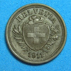 Switzerland 1 Rappen Coin 1911 KM-3.2, Free Shipping for Additional Purchases - Picture 1 of 2