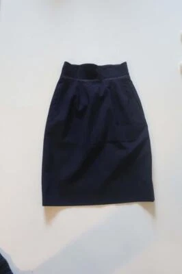 Falda recta de lana hasta la rodilla azul marino Claude Montana para mujer 4 * Foto 1 de 4