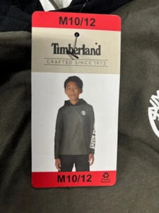 Timberland BOYS 2 Piece LS Tee Shirt & Hooded Shirts (WHT/GREEN/BLK, S 7/8)NWT - Picture 1 of 4