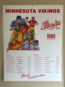 Minnesota Vikings ORIGINAL 1986 Football Schedule Stroh's Beer Poster 17"x22" - Picture 1 of 3