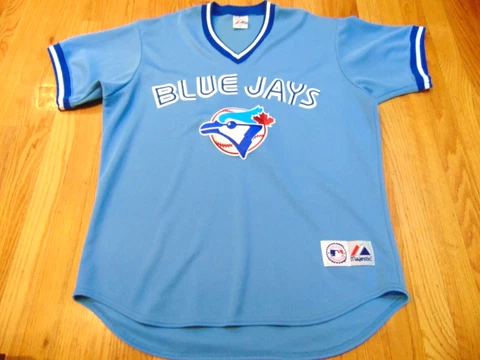 NWOT VINTAGE MAJESTIC MLB TORONTO BLUE JAYS THROWBACK LIGHT BLUE JERSEY SIZE XL Cover