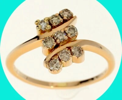Diamond Bypass Ring .35CT 14K YG Fancy Champagne 2.6GM Size 6 - Image 1 of 4