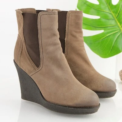 Великолепный женщин Culver загрузки размер 10 желтовато-коричневый замши Chelsea ботинок на танкетке каблук тянуть на - Изображение 1 из 4