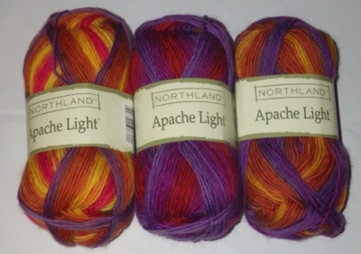 Lot of 3 Skeins, Northland Apache Light Yarn, 1.7 oz, 153 yd, Wool, #07 Harmony - Image 1 of 4