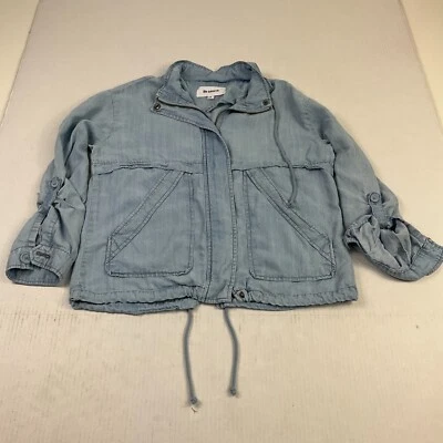 BB Dakota женщин Chambray куртка синий полный молнии длинным рукавом рулон вкладка размер маленький - Изображение 1 из 4