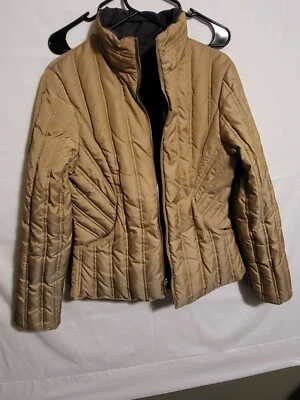 Chaqueta Abrigo Deportivo Anne Klein Relleno Reversible Beige/Chocolate Talla Pequeña Foto 1 de 4