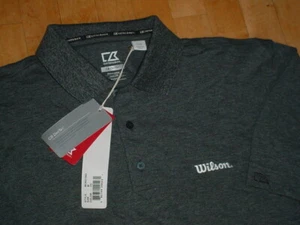 NWT WILSON Logo Golf Shirt By Cutter Buck Championship Polo Charcoal MCK01263 M - Picture 1 of 2