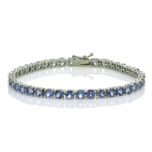 Sterling Silver 9.55ct Tanzanite 4mm Round Tennis Bracelet - Picture 1 of 3