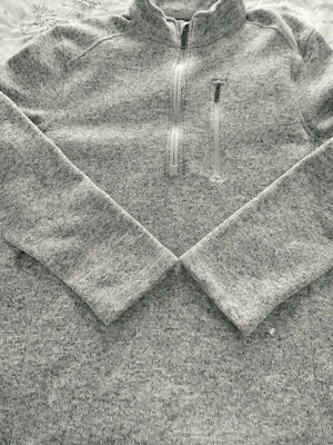 Pullover Woolrich para mujer gris media cremallera tejido talla grande forrado de vellón Foto 1 de 4