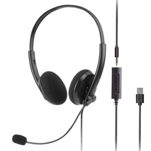 Wired Headphones Web Meeting Headset w/ Adjustable Boom Mic Microphone 3.5mm USB - Picture 1 of 6