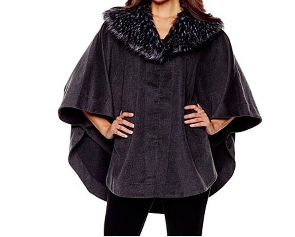 Women's Winter Fall Spring Faux fur Cape Wrap poncho shawl plus L XL 1X 2X 3X 4X - Image 1 of 1