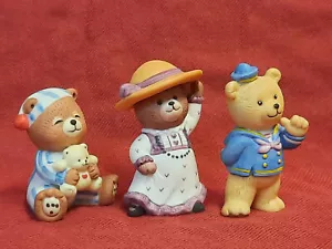 BC Bronson Teddybär Figur 2 1/2" Porzellan Biskuit Kunst 3er Set Vintage. - Bild 1 von 12