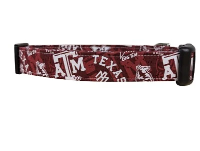 Texas A&M dog collar buckle or martingale with add on leash set option - Image 1 of 3