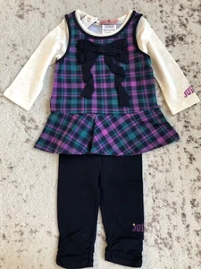 New Juicy Couture Designer Baby Girl Plaid Multi Tunic Dress Legging Set 6-12M - Picture 1 of 11
